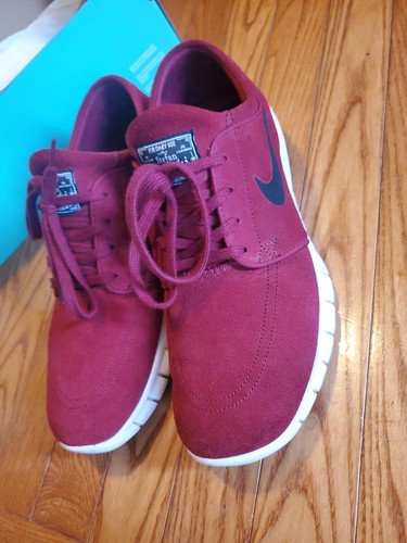 Mens Nike SB Stefan Janoski Max Size 9 Red Suede 685299-601 Skateboard Shoes