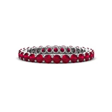 Sterling Silver 925 Ruby Brilliant-Cut Round 2.00mm Full Eternity Band Ring