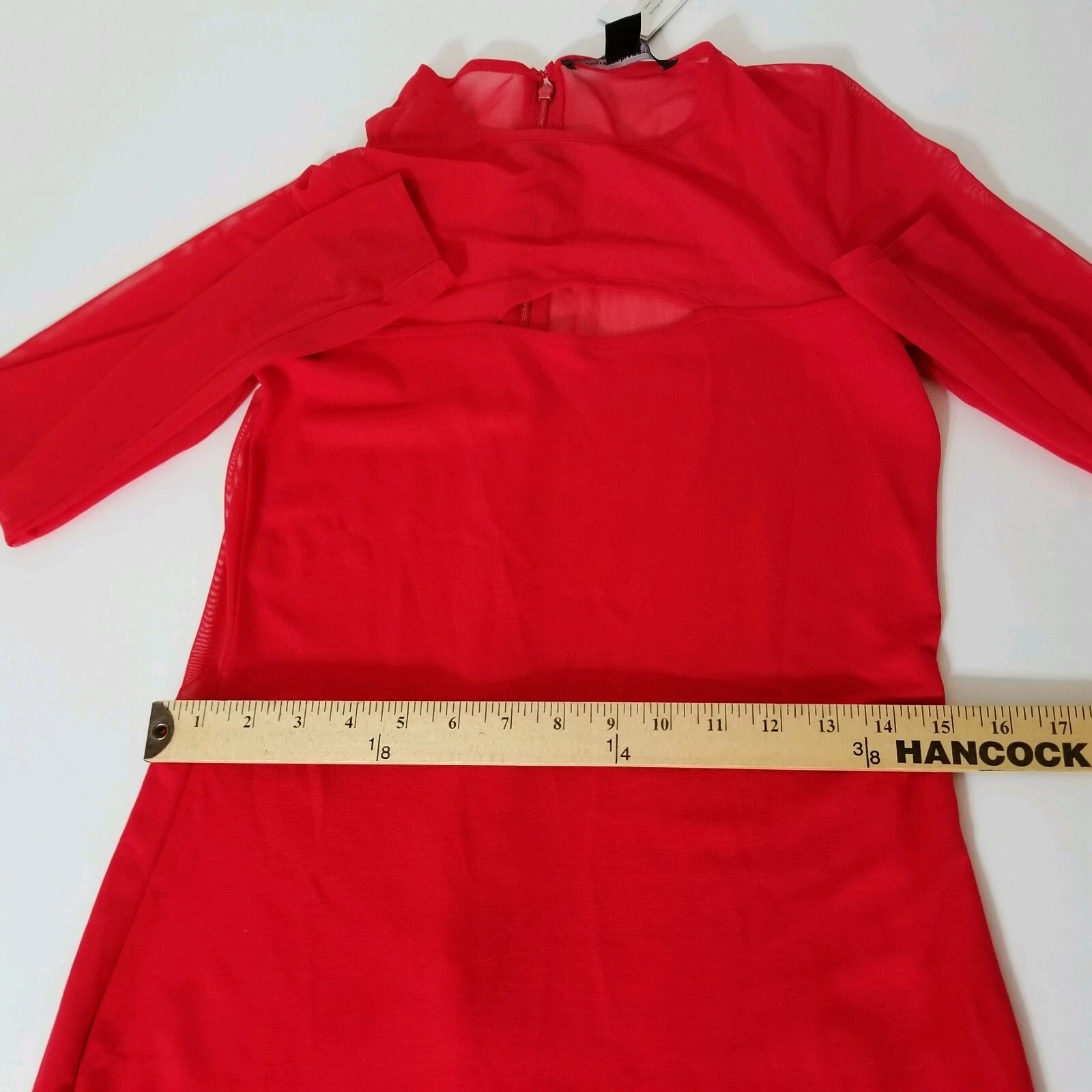 Abito French Connection San Valentino viscosa manica lunga Royal Scarlet taglia 8 nuovo con etichetta