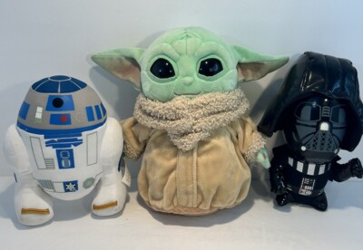 Mattel Star Wars Plush Lot of 3 Yoda Darth Vader R2D2 stuffed animal 2020