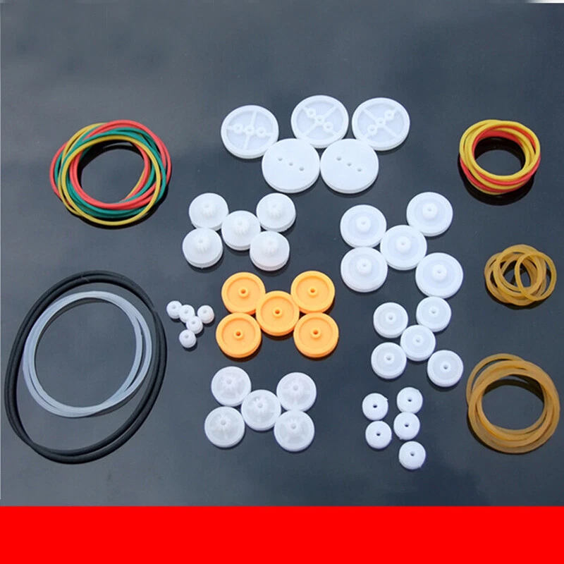 84pcs Pulley Plastic Gears Kit Rubber Belt Robot Part DIY Car Truck Models Hobby - Image 2 of 4