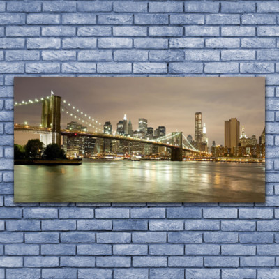 Tableau Image Impression sous verre 140x70 Paysage Pont Mer