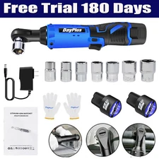 Electric Cordless Right Ratchet Angle Wrench 3/8'' Power Tool 2Pack Battery 40Nm