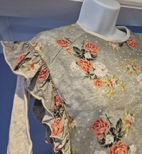 Paper Wings Kids Girls Size 6 Green Floral Ruffle Dress Organic Cotton Boutique