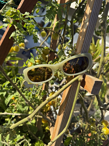 Crap Eyewear The Void Pixie Oval Sunglasses Green Acetate Frame Brown Tinted