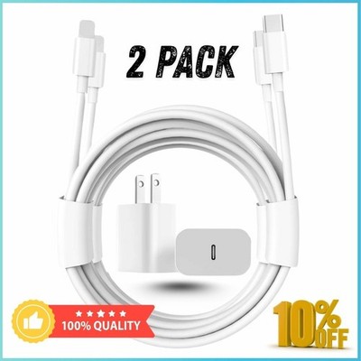 2 PACK 20W Fast Charger USB-C Charging Cable For iPhone 14 13 12 11 Pro Max XR 8