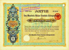 Gera - Meuselwitz - Wuitzer Bahn AG Berlin Akcje 1901 Turyngia Mumsdorf