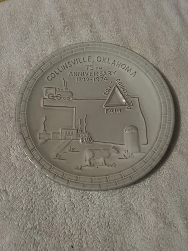 Vintage 1974 Frankoma Collinsville, OK 75th Anniversary plate