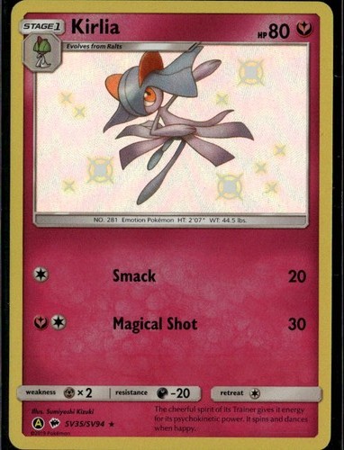 Kirlia Shiny Holo Rare Hidden Fates Shiny Vault SV35/SV94 Fairy Pokemon Card