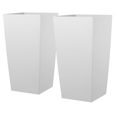 Uimoso Tall Planters Set of 2, 30'' Modern Indoor Outdoor Flower Pots, White