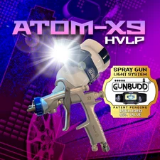 ATOM X9 HVLP Auto Paint Spray Gun 1.2/1.3 Tip Kit + FREE GunBudd Light!