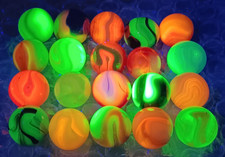 Vintage Marbles Lot- .64"- .56"- UV Glowing Jabo Swirls- L398