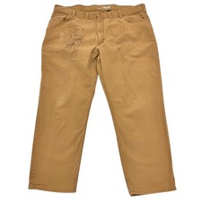 Carhartt Rugged Flex Work Trousers Tan 44W 28L Relaxed Fit Paint Distressed