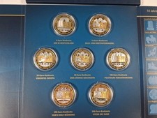 7x Medaille "Euro-Banknoten" 40mm versilbert & vergoldet