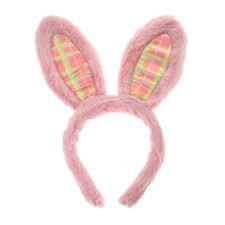 Way to Celebrate Easter Multicolor Bunny Ears Headband, Pink Plaid