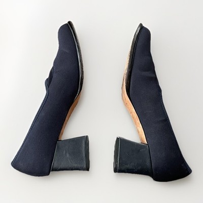 VTG Hillard & Hanson Women s Navy Pumps Size 8 Block Heel Comfort Neoprene