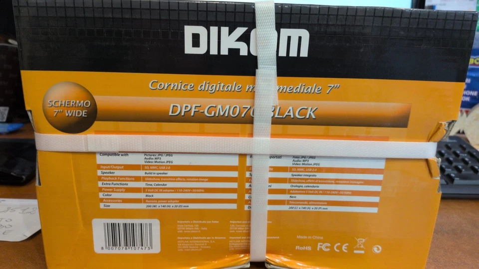 DIKOM CORNICE DIGITALE 7 POLLICI DPF-GM070 BLACK MAI USATO - Immagine 2 di 2