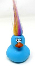 Blue Crazy Hair Rubber Duck Rainbow 2 inch Squirter Spa Bath Toy US Seller n