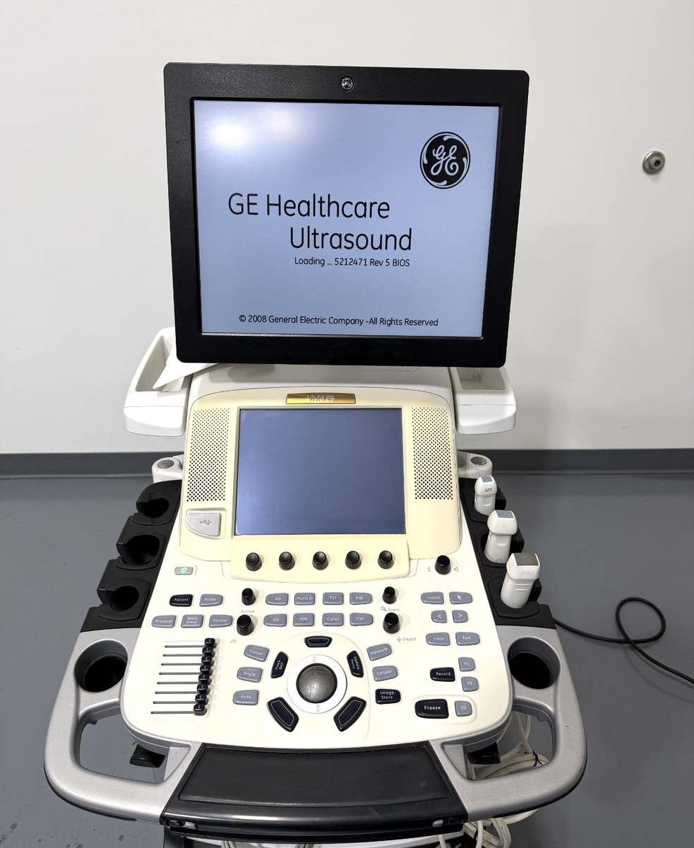 GE Vivid E9 System with M5S-D, 9L-D, and 4C-D Probes- TESTED FULLY
