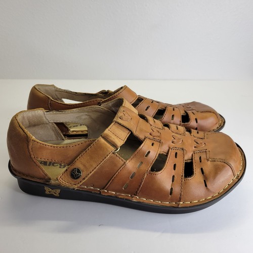 ALEGRIA PESCA FISHERMAN Women's Comfort Sandals Brown Leather Size 39 US 9 Great - Picture 8 of 14