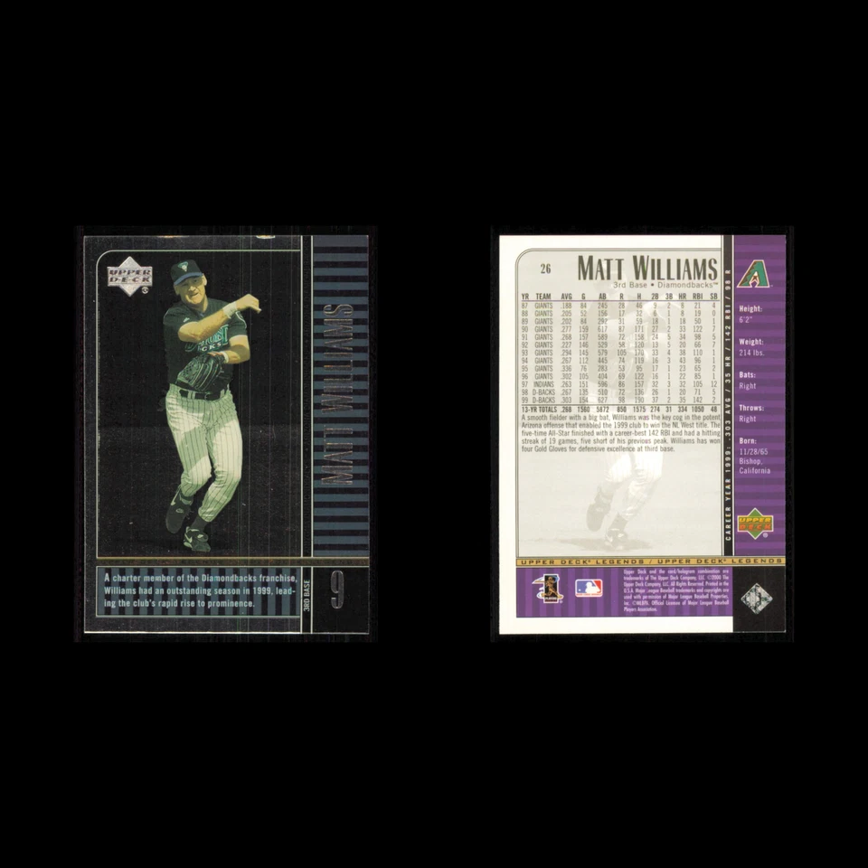 Matt Williams #26 2000 Upper Deck Legends Arizona Diamondbacks Baseball Card MLB - Image 3 of 3