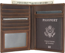 Polare Luxury RFID Blocking Leather Passport Holder Travel Wallet for Men and Wo