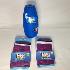 2x 3 Pack Purple White Baby Bath Wash Cloths 1 Rinse Cup Razz Tub Time Fun Set
