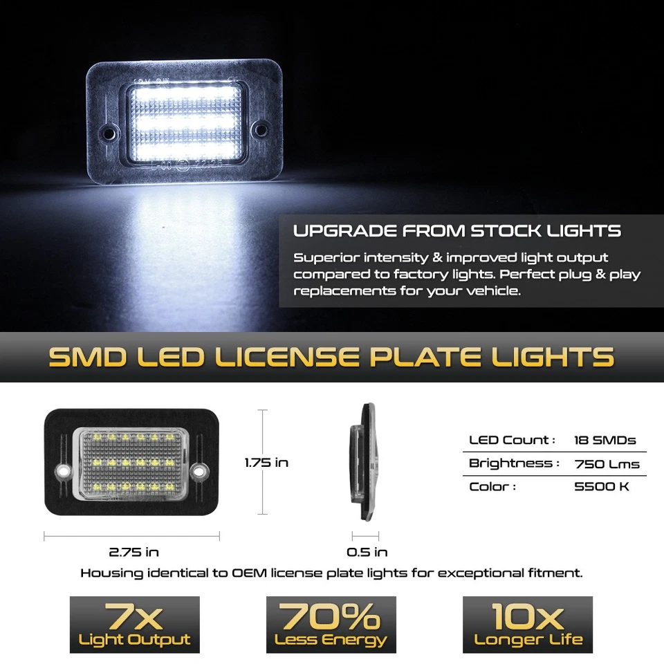 [BRIGHT WHITE] LED License Plate Light Tag Lamp 98-04 Land Rover Discovery L318 Foto 2 de 4