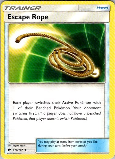 Escape Rope 114/147 Uncommon Burning Shadows Pokemon Lightly Played
