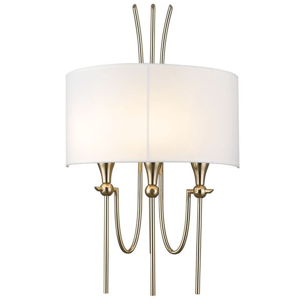 Wandleuchte Wandlampe Metall Stoff H: 60Cm In Gold Weiß 3X E14 Flur Schlafzimmer-image
