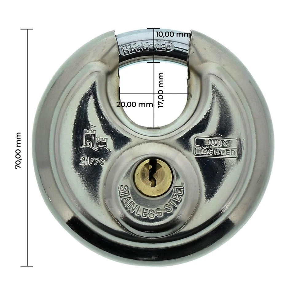 Burg-Wächter Circle 21 70 SB Lucchetto, Argento, 26.6 x 70.8 x 70 mm d2iX - Immagine 4 di 4