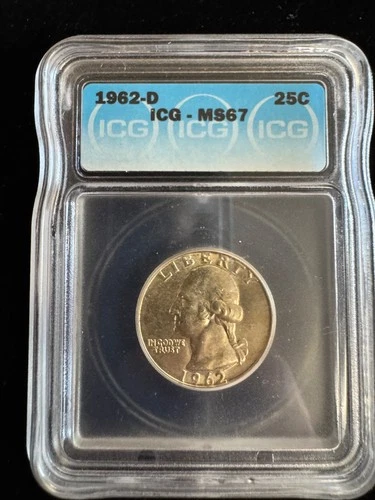 1962-D Washington Quarter 25c MS67 ICG HIGH GRADE NO RESERVE