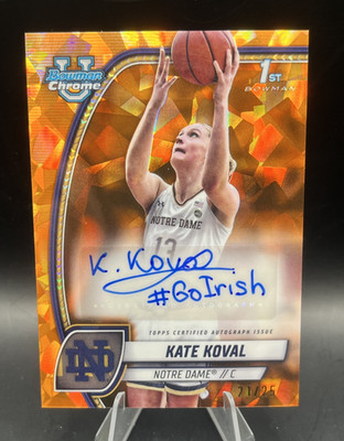 KATE KOVAL 2024-25 Bowman Chrome U Sapphire #42 ORANGE INSCRIPTION AUTO 21/25
