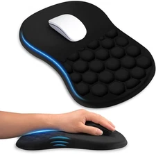 Ergonomic Mouse Pad with Wrist Rest, Dual-Slope Design for Pain Relief- Black 