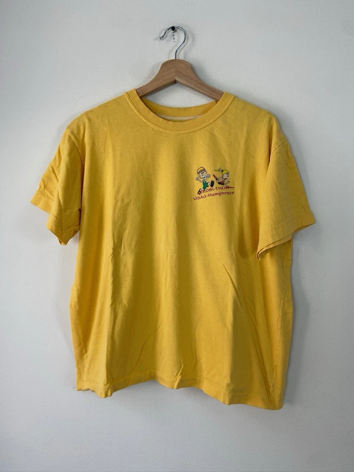 Camiseta Amarela Vintage Anos 90 Exército dos EUA Marathon Runner Arte Gráfica - M - Imagem 3 de 4