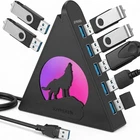 7-Port USB 3.0 Hub, Vertical USB Hub Splitter with RGB Lighting,5Gbps High-Speed