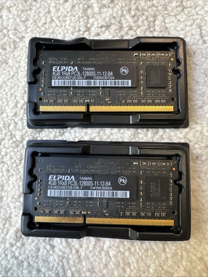 8GB RAM 2x4GB Elpida PC3-12800S Laptop Memory Module EBJ40UG8EFU5-GNL-F - Image 4 of 4