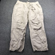 Tommy Hilfiger Pants Womens Large Beige Cargo Relaxed Straight Canvas Drawstring