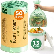 Lucky Family Green Compost Bags for Kitchen Countertop Bin Trash Bags