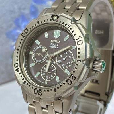 Seiko Diver Titanium Solar Chronograph Uhr unbenutzt 18cm Armbanduhr
