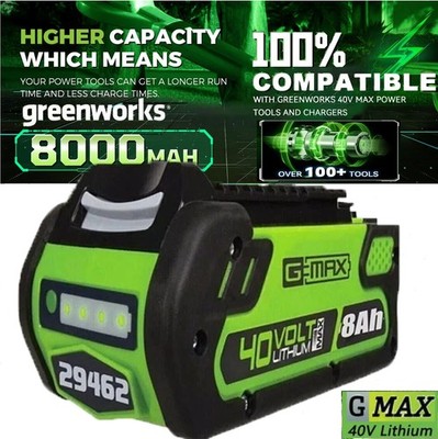 40V 8.0Ah For Greenworks G-MAX 40 Volt Lithium Battery 29472 29462 29252 20202