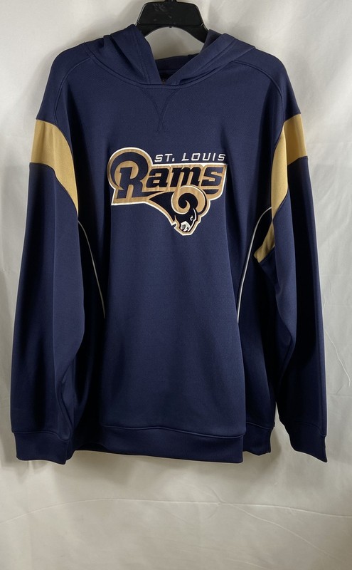 Reebok NFL St. Louis Rams Men's Hoodie Sweatshirt Blue Gold Embroidered XL