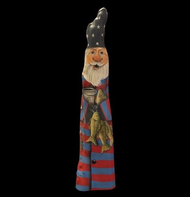 Cypress Knee Folk Art Fisherman Patriotic Uncle Sam Santa Signed D Keesee 18''