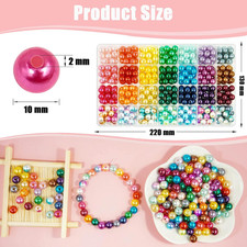 470 Pcs 10MM Pearl Beads for Jewelry Making, 28 Colors ABS Round Faux Mermaid...