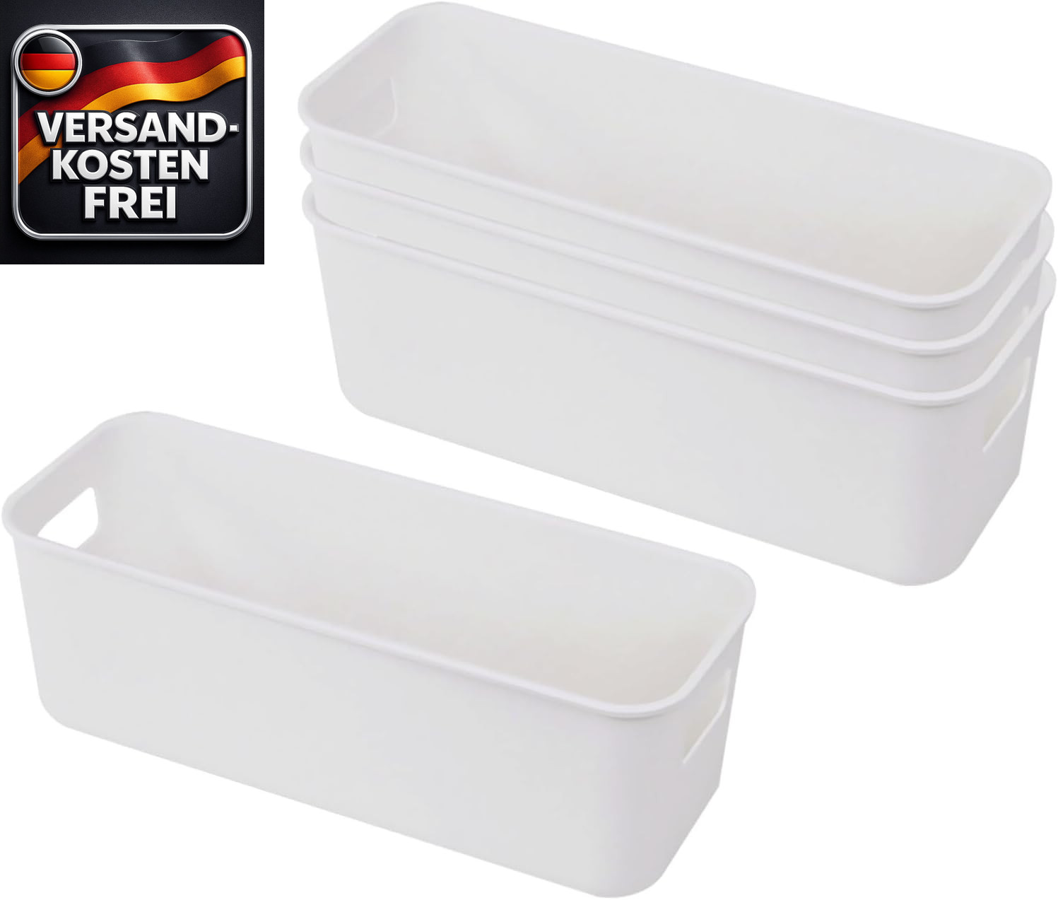 Aufbewahrungsbox Kunststoff Organizer Korb mit Griffen für Küche Badezimmer Büro