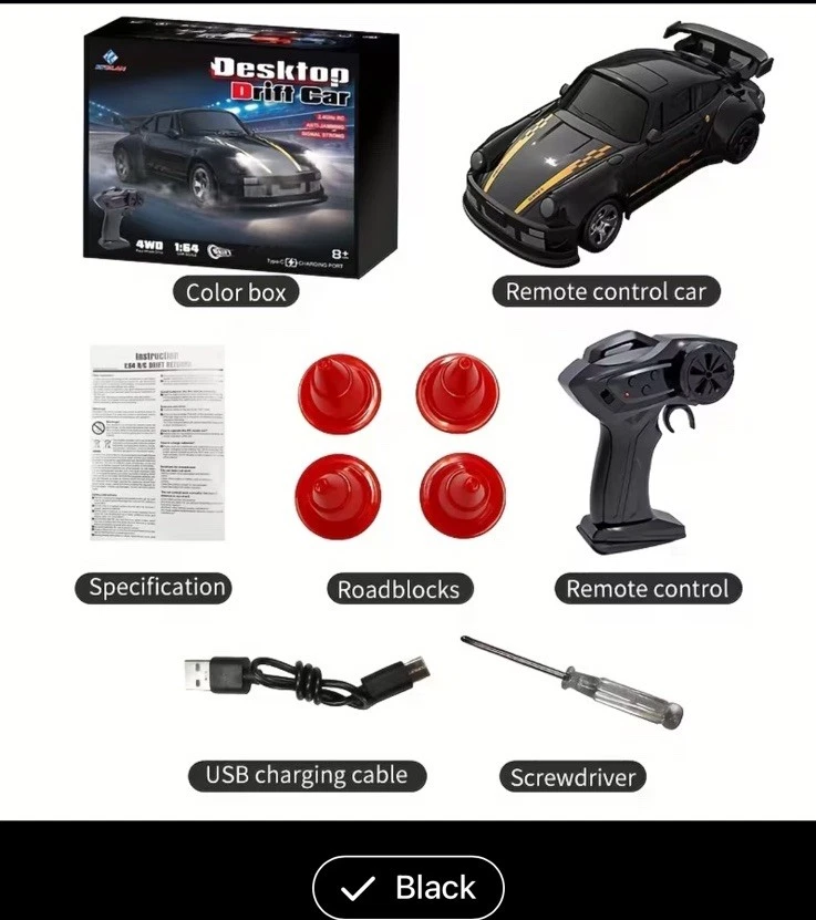 Mini Rc Drift Car 1/64 Scale All-Wheel Drive Remote Control Car Toy USB R - Image 2 of 2