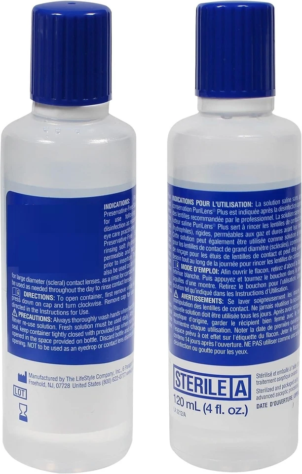 Plus Lente de contacto sin conservantes solución salina 120 ml (4 fl. Oz.) Pack 12 Foto 2 de 4