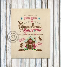 Christmas Gingerbread Bakery Fabric Panel #1125