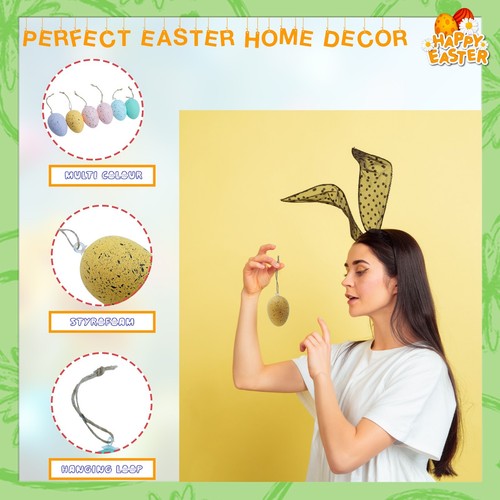 Easter Egg Craft Set Glittered Eggs & Grass Nest, Bonnet Basket Home Party Decor - Picture 7 of 101