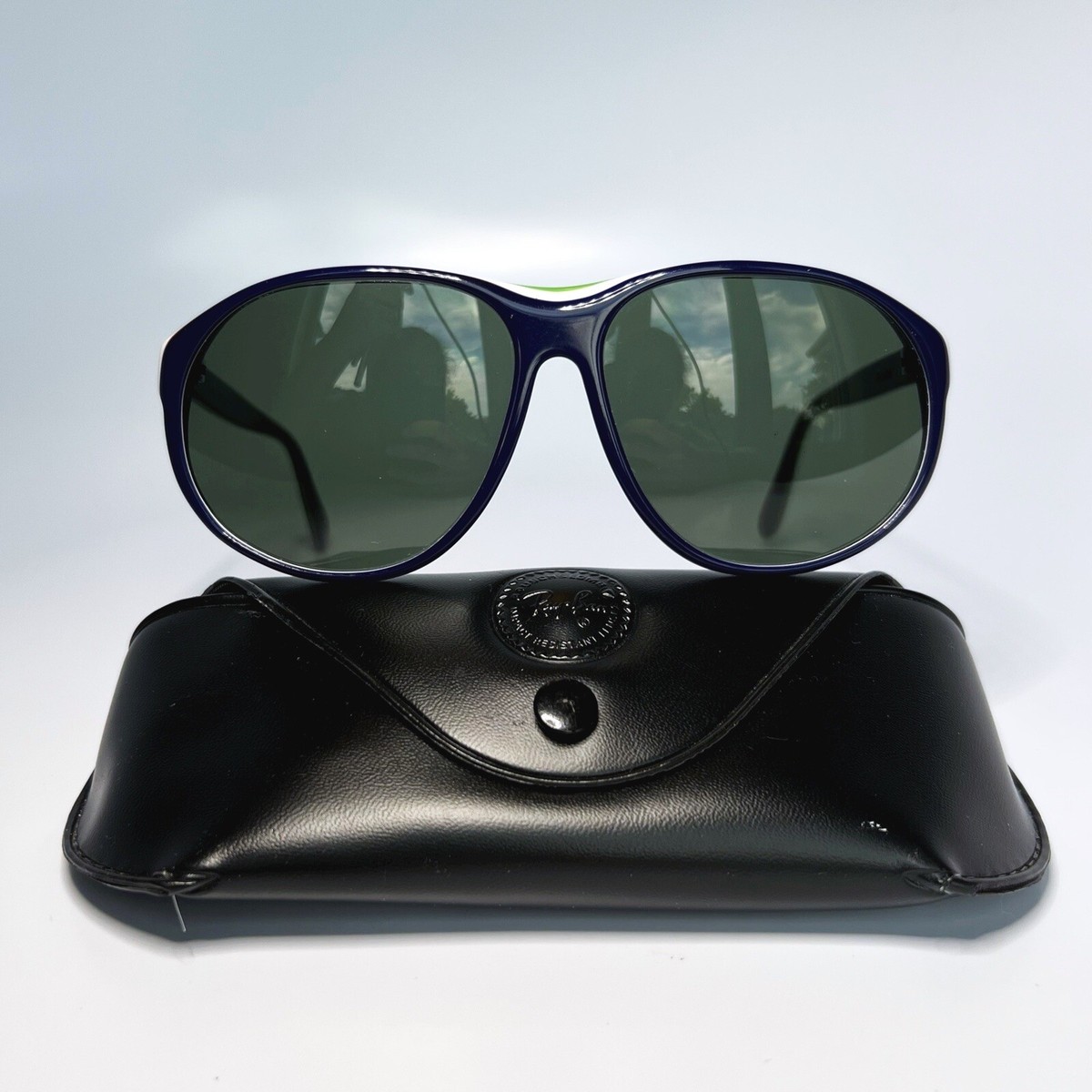New Vintage B&L Ray Ban Navy Blue & Green Arcadia G15 Sport Sunglasses Vintage B&L RayBan USA Arcadia Navy Blue White Green 70s G15  main image 2